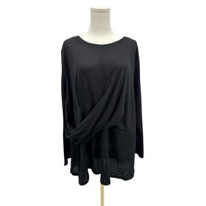 DG2 Diane Gilman Black Cross Top Tunic Long Sleeve Lightweight Blouse Sz 3X‎ NWT